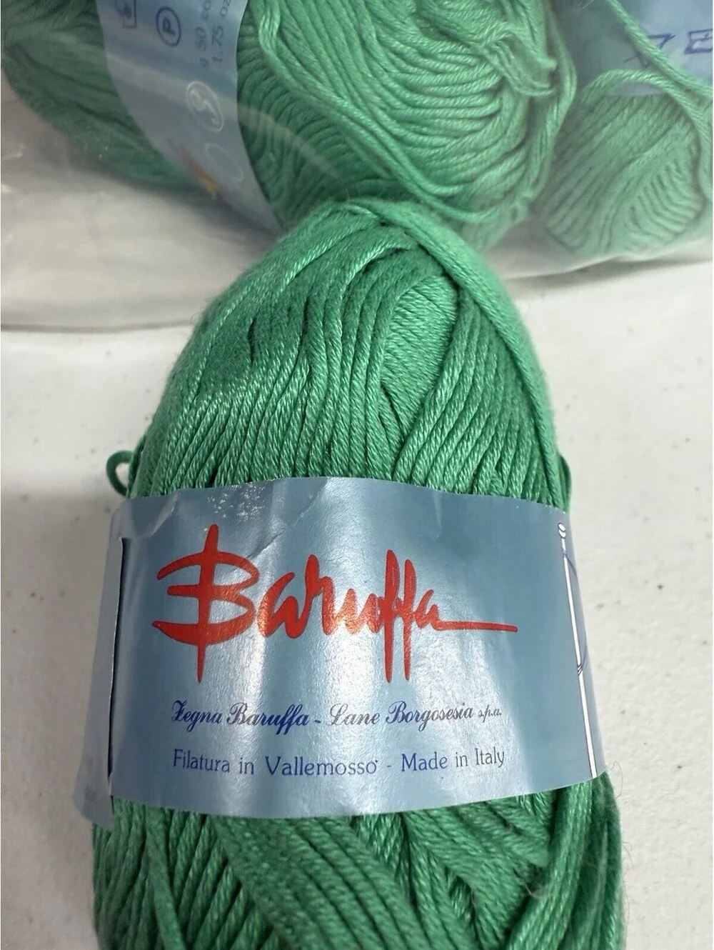 Lane Borgoseia Baruffa 100% Cotton Yarn Green 985- 5 Skein Lot